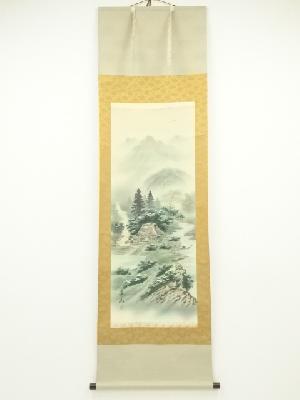 華山筆　四神風水之図　肉筆絹本掛軸（共箱）